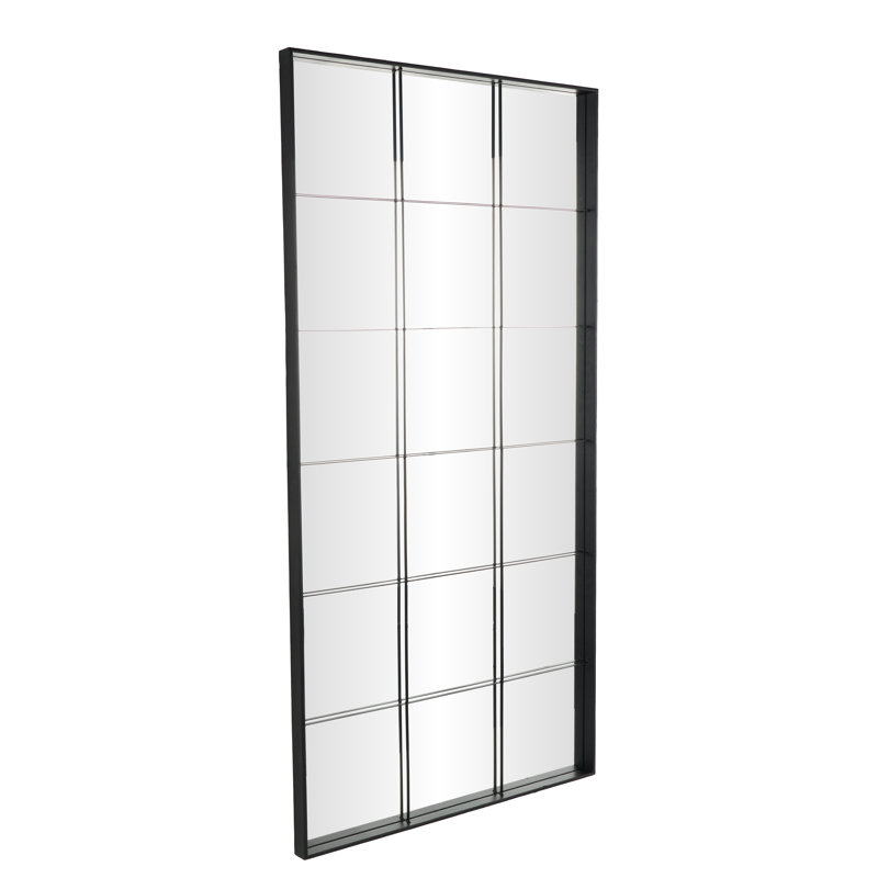 Cole And Grey Metal Window Pane Inspired Room Black Floor Mirror