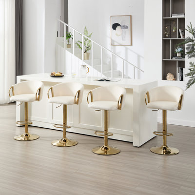 Tabouret tournant à hauteur réglable avec structure en métal (ensemble de 4)