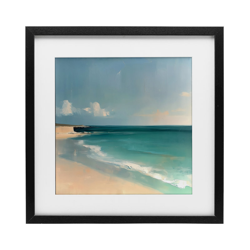 «Turquoise Horizons Abstraction», reproduction sous verre encadrée, conception par Annabelle Hall, H 13 po x l 13 po