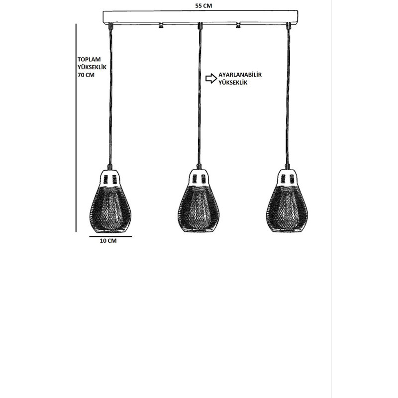 Lustre, Noir, noir, noir, noir, H 27,51 po x l 3,93 po x P 3,93 po, 3