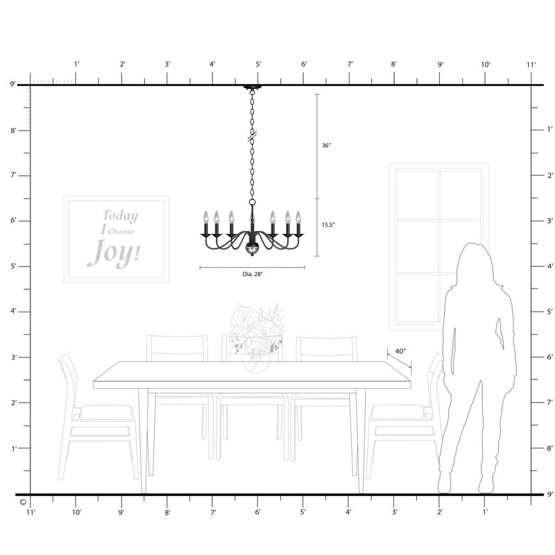 Lustre classique / traditionnel à 7 lumières de style bougie Seiling, Nickel brossé