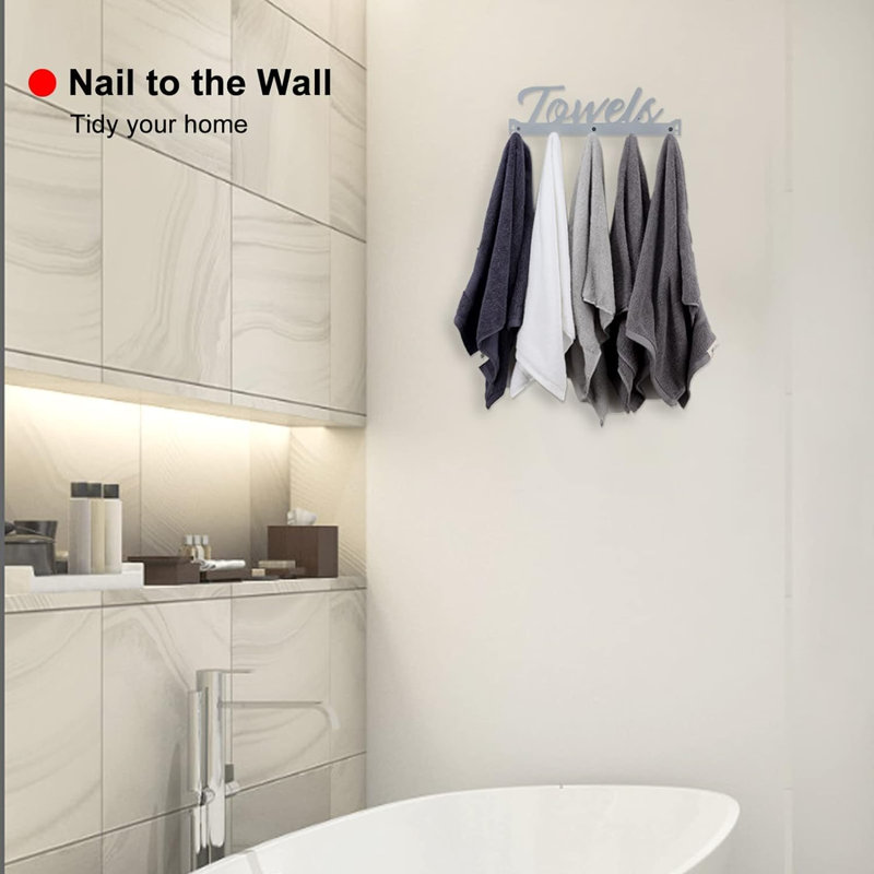 Crochets au-dessus de la porte avec 5 crochets à manteau robustes - Porte-serviettes peu encombrant pour la salle de bain, la chambre à coucher, la cuisine - sans installation de perceuse, fabrication en acier au manganèse antirouille