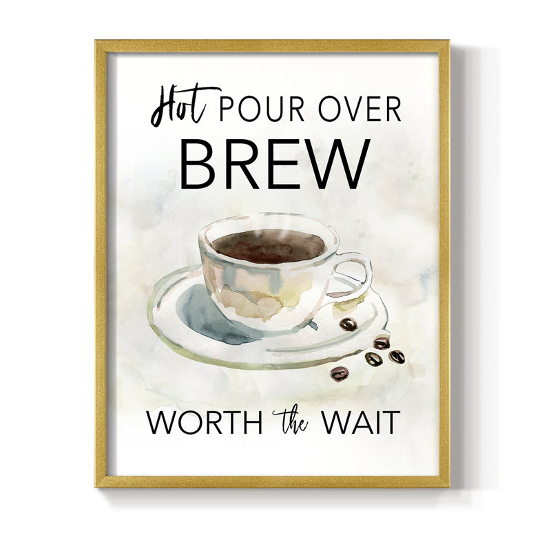 «Hot Pour Over Brew», reproduction encadrée - bois massif, H 11 po x l 9 po, Doré