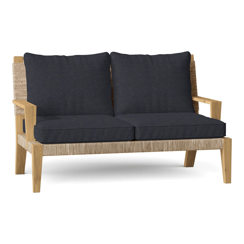 Hadley Outdoor 2 - Seat Loveseat, Hadley Natural Rope, Perigold Play Navy