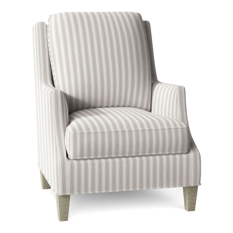 Fauteuil l 31,5 po Savannah, Amande chamois, Perigold Piccadilly rayé frêne
