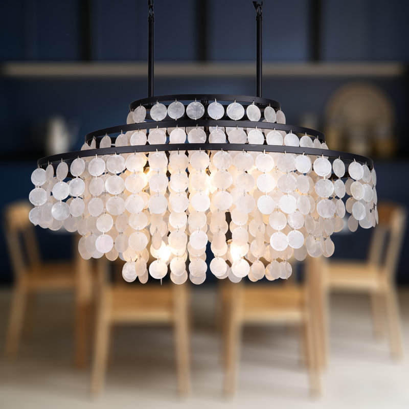 Lustre étagé unique à 6 lumières Hartin, Satin Black