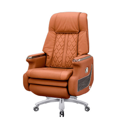 50.79" Orange Leather Executive Chair, High-End Electric Massage Reclining Office Chair with Sleek Business Design, Ergonomic & Comfortable for Long Sitting, Ideal for Office & Home Use