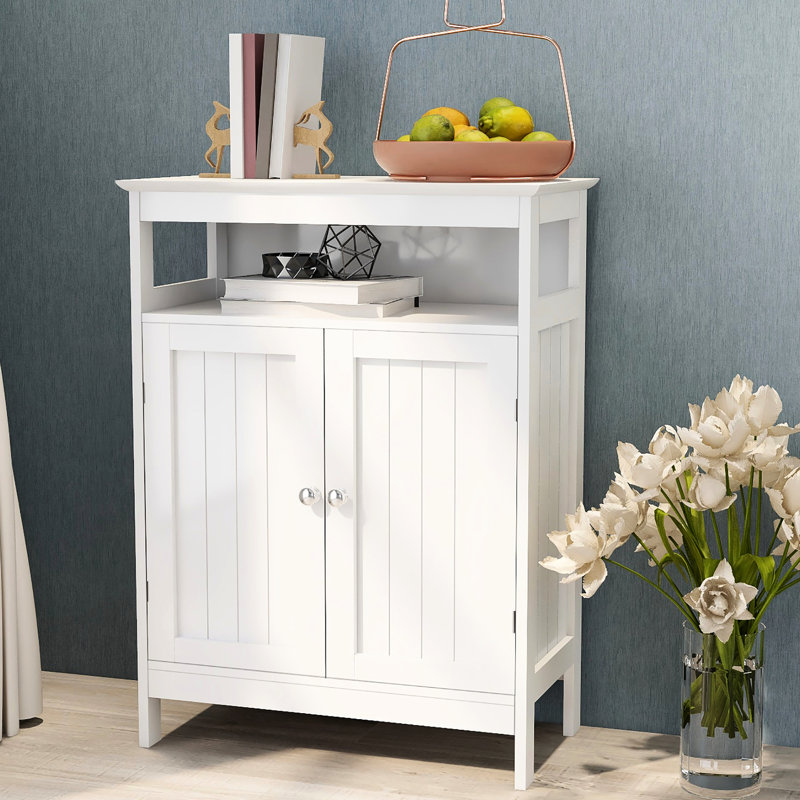 Armoire de salle de bain blanche avec portes à double volet, fabrication de qualité, peinture, grand rangement, rangement facile à assembler - blanc, fin, enduit, sans effort