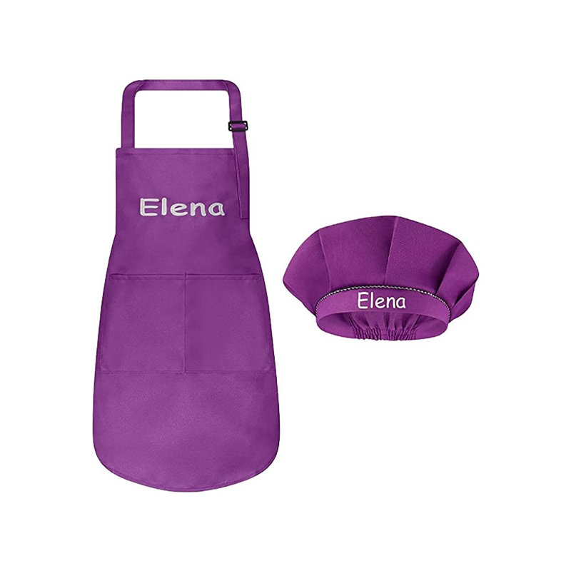 Tablier personnalisé pour enfants avec poches, Petit, Oui, Mauve