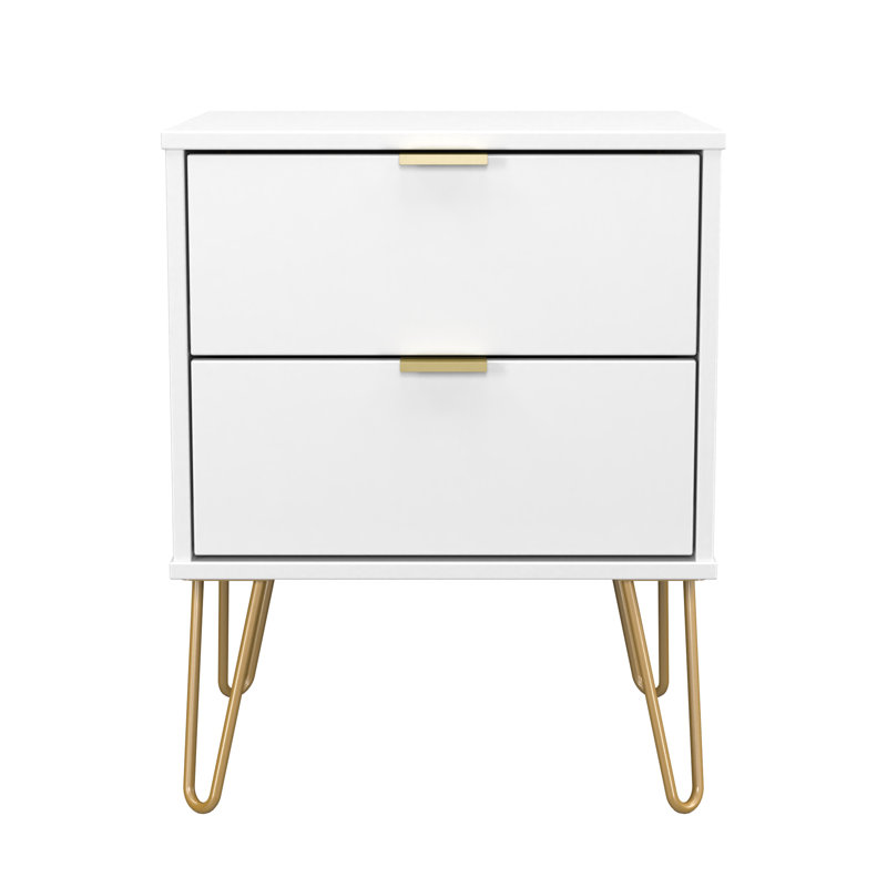 Turah 2 Drawer Bedside Cabinet (Ready Assembled), White Matt