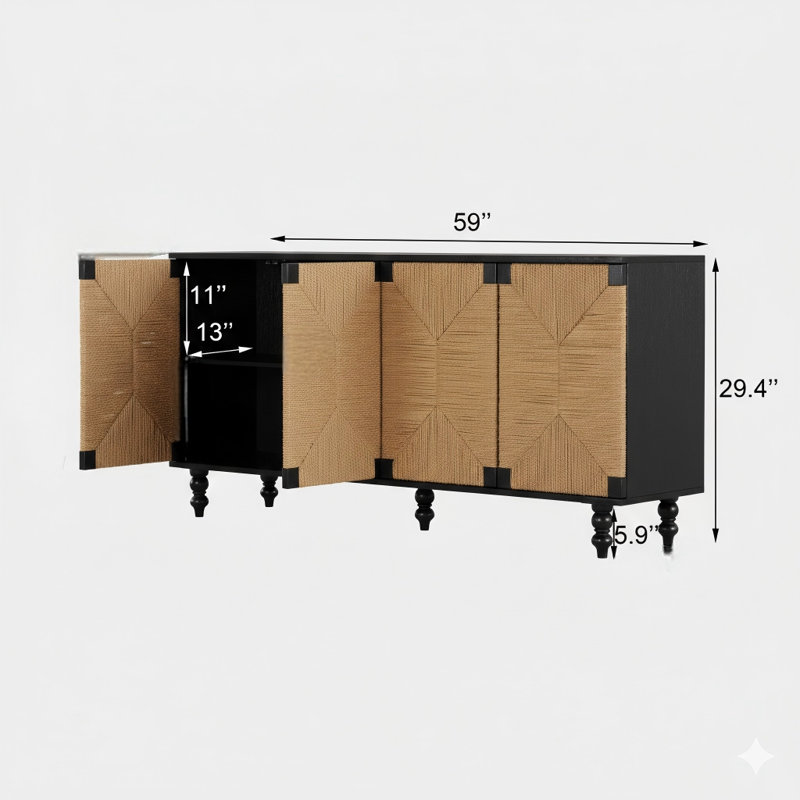 Buffet d'appoint avec rangement Natural Finish