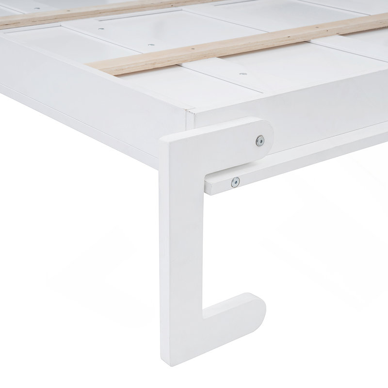 Lit escamotable double pleine grandeur avec armoires supérieures, blanc