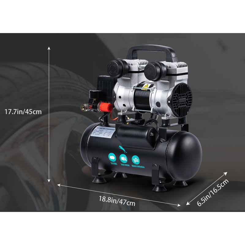 Steel Horizontal Air Compressor, 17.70" H x 18.80" W x 6.50" D