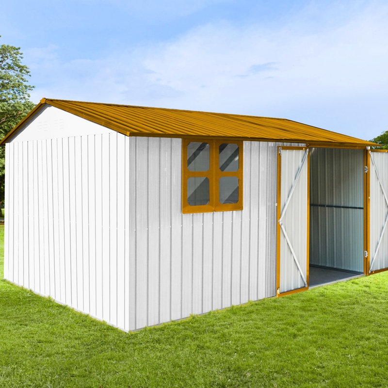 Abri de jardin en métal 10 pi x 12 pi - Toit imperméable, porte verrouillable et système de ventilation 10 x 12, fenêtre