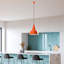 Lustre réglable en métal, finition orange, 11,8 po x 13,8 po | Hauteur réglable de 16,5 à 51,6 pouces | Douille E27, 40 W maximum | Parfait pour la salle à manger, le salon ou le vestibule | Luminaire moderne et élégant-2141151068-2141151069