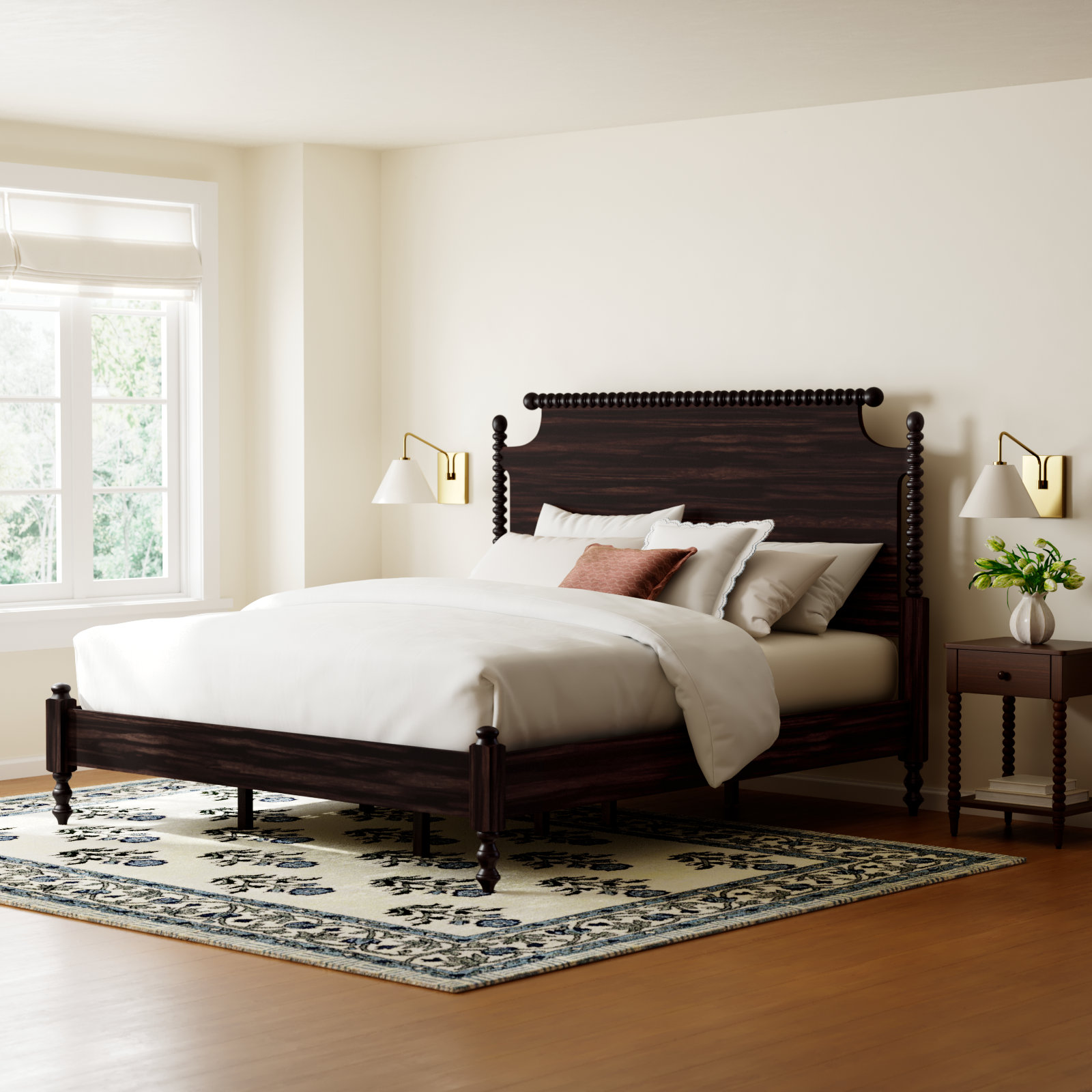 Nadette Spindle Bed, King, Oiled Bronze
