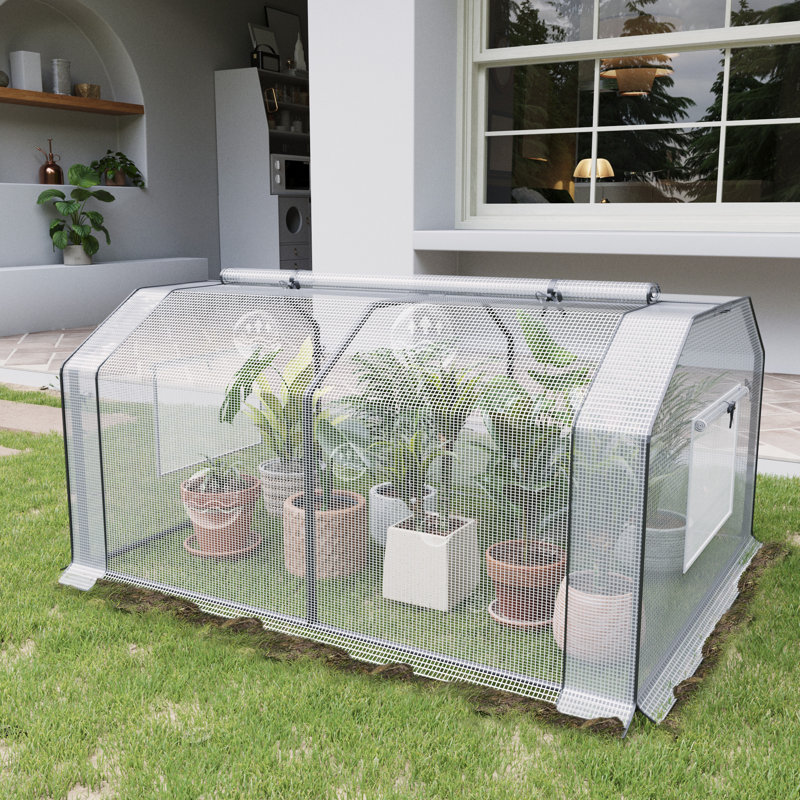 Mini Greenhouse, Portable Quick-Setup, Waterproof UV Protected PE Cover, for Outdoors Garden, 3' H x 4'W x 3'D Clear