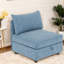 Canapé modulaire convertible avec rangement, tissu chenille, bleu antique pour salon moderne