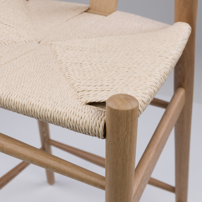 Leonidas Counter Stool with Solid Wood Frame, Oak
