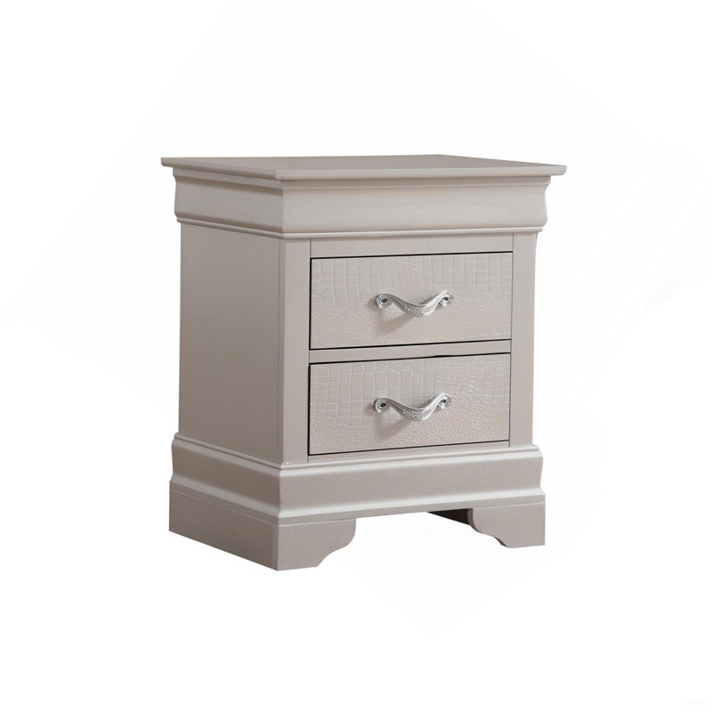 Elegant Silver Champagne Nightstand, Champagne