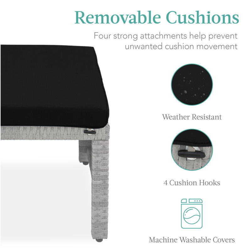 Livan Outdoor Ottoman, Black, Gray