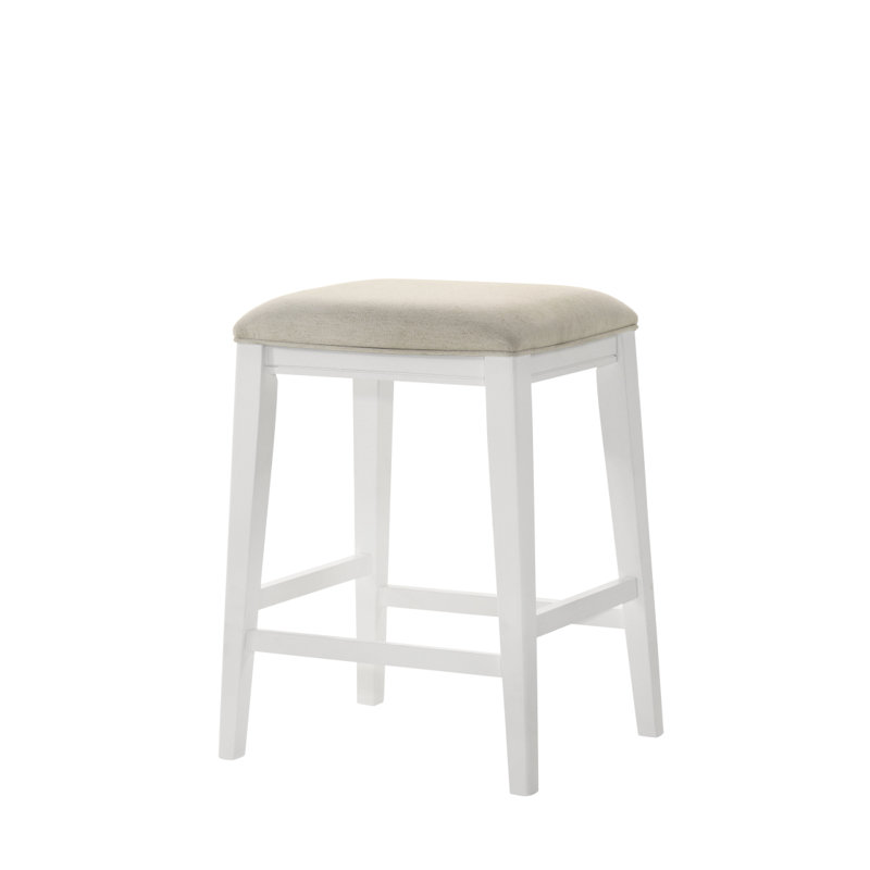 Tabouret à hauteur de comptoir avec siège rembourré Sasha, Blanc