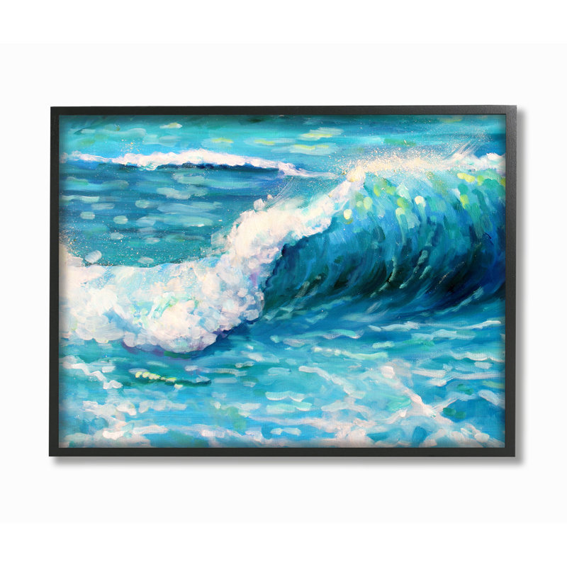 « brillante blue blue », reproduction de mer avec peinture boho studio, H 16 po x l 20 po x P 1,5 po