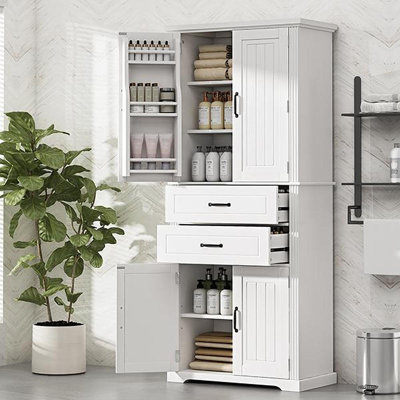 Armoire de rangement multifonctionnelle avec 2 tiroirs, glissières et tablette réglable