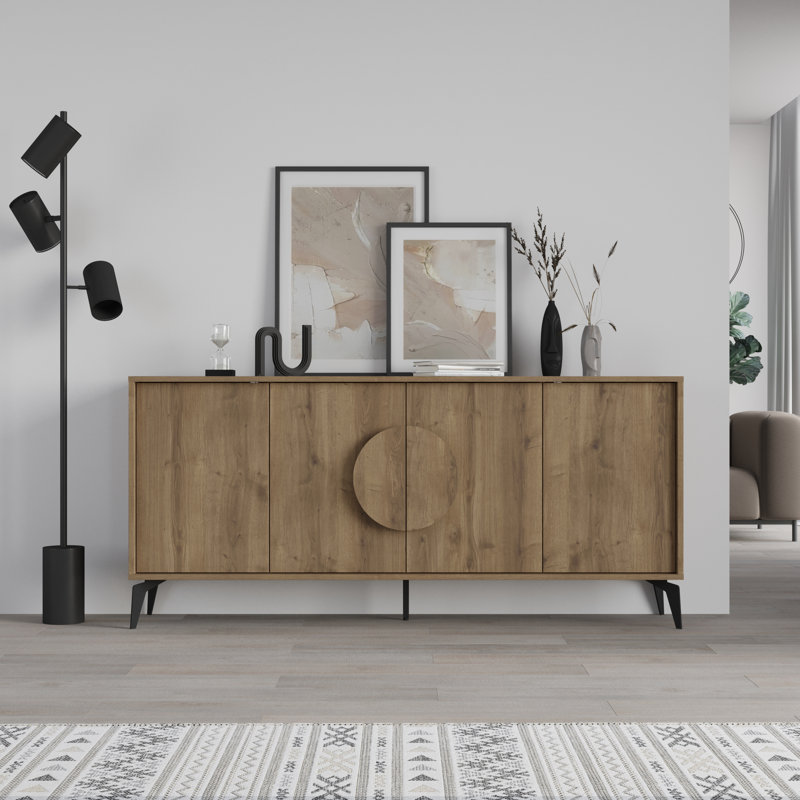 Chani Modern Wide Sideboard Display Unit 180cm, Oak