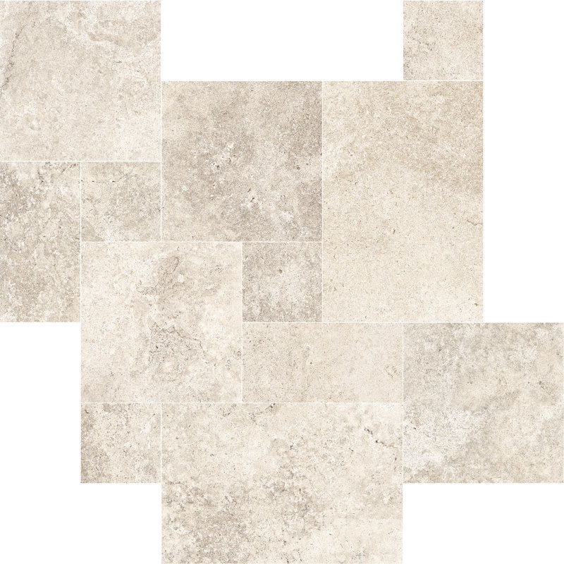 Manor 4-piece Modular Pattern Porcelain Tile, Beige/Cream/Taupe