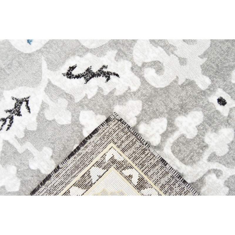 Tapis oriental gris / bleu, Rectangle 8 pi x 10 pi 5 po