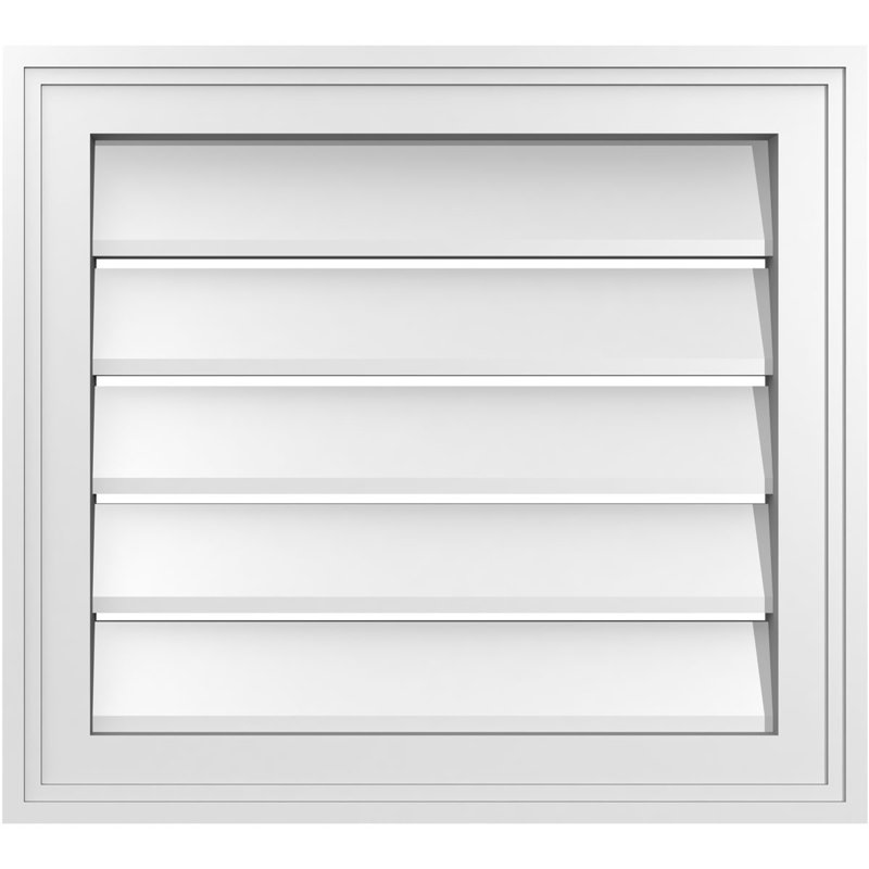 Évent à pignon fonctionnel en uréthane rectangulaire à fixation en surface, brun clair apprêté, H 18 po x l 20 po x P 1,5 po