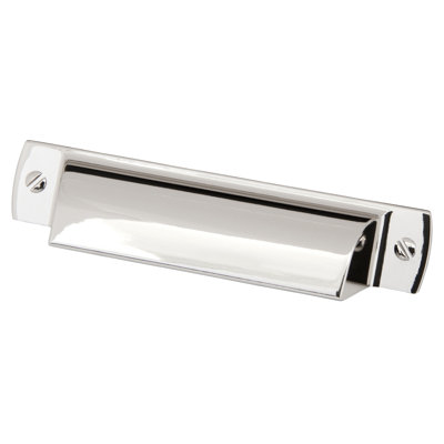 Poignée de tiroir Lancaster 3 po d'entraxe en nickel poli, type cuvette/poubelle