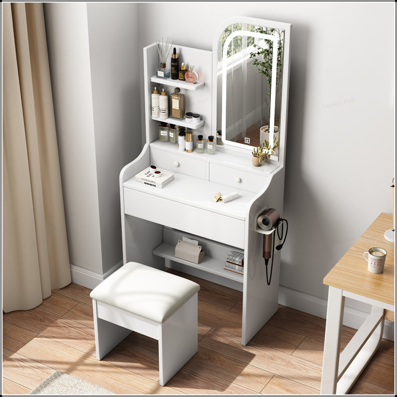 Ensemble de coiffeuse à la mode avec lumières réglables et multiples options de rangement