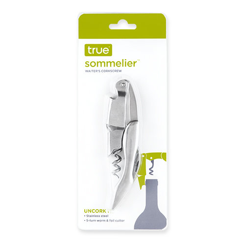 True Sommelier Stainless Steel Waiter's Corkscrew with Foil Cutter