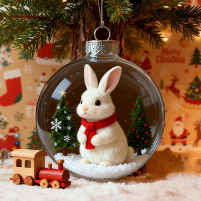 Décoration de Noël Boule de Noël Pendentif arbre de Noël Boule de cristal transparente Cadeau de bijoux Stéréoscopique Transparent petits animaux Décoration sphérique