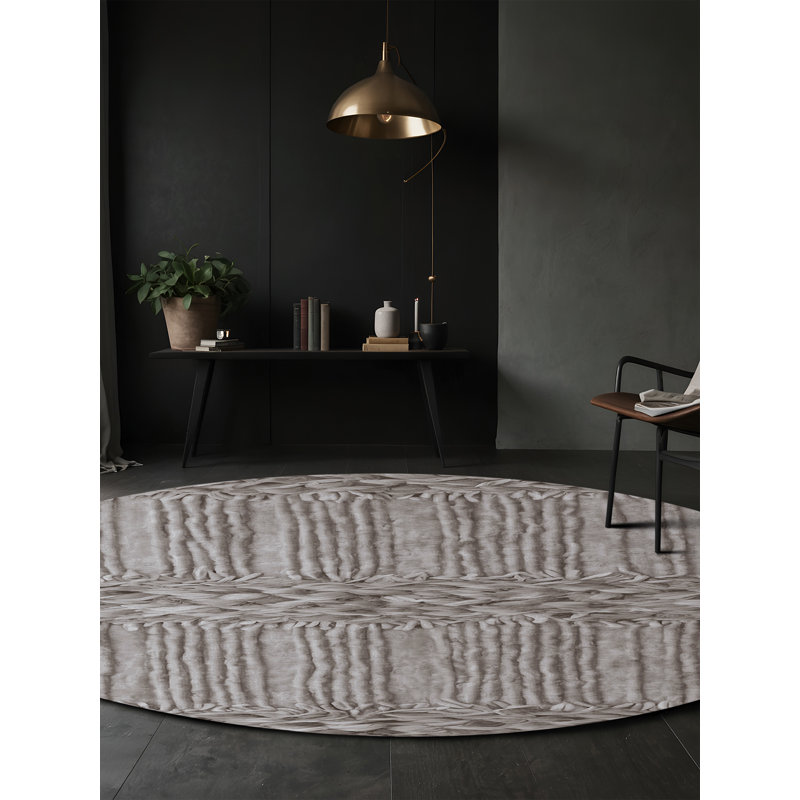 Tapis gris lavable à la machine, Rond 5 pi