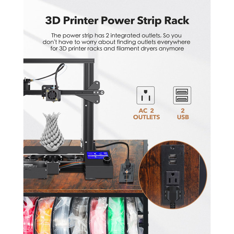 Support pour imprimante 3D avec rangement de filaments, convient aux petites imprimantes 3D, table d'imprimante 3D, chariot, bureau adapté aux ateliers, maisons et bureaux