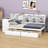 Wooden L-Shape Daybed With Seven Storage Cabinets,Two Storage Drawers,Study Desk And Built-In Bookshelf-328943476-328943477