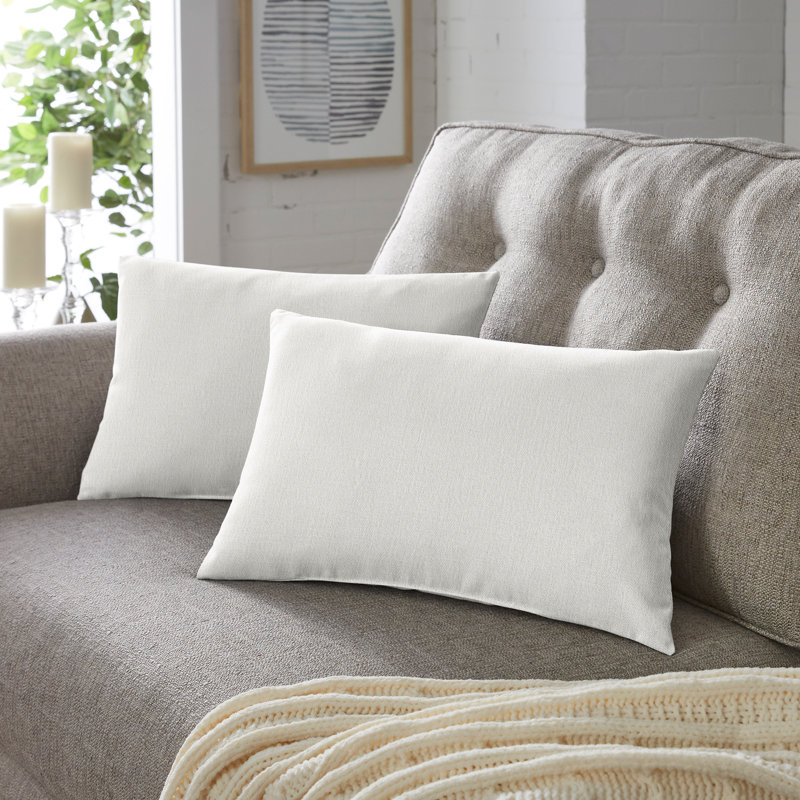 Housse de coussin rectangulaire en polyester, Ivoire, 12 po x 24 po
