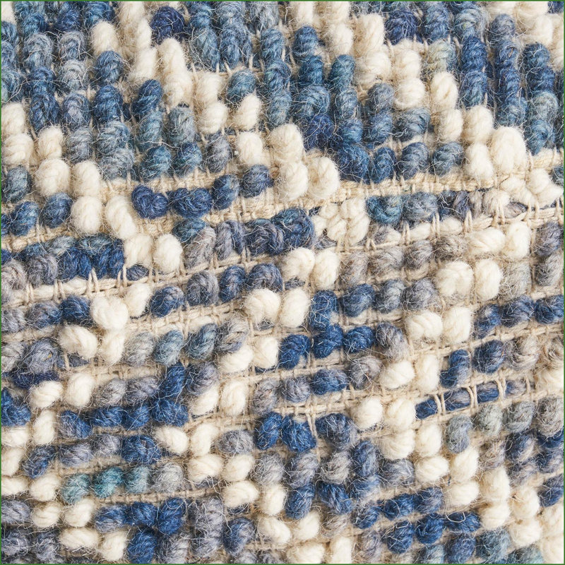 Pouf, laine et amp; Mélange de coton naturel Carré de salon bleu marine 16 x 16 x 16 | Naturel | Laine