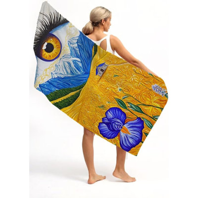 Eye Microfiber Oversized Lightweight Beach Towel XL Extra Large Flower Thin Sand Towels Travel Swim Pool Yoga Gym Camping for Adults Women Men Beach Essentials Accessories Vacation Gift, 36 x 72 in