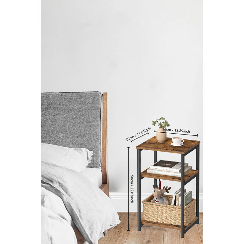Table de chevet industrielle chic - polyvalente, Brun rustique / noir classique