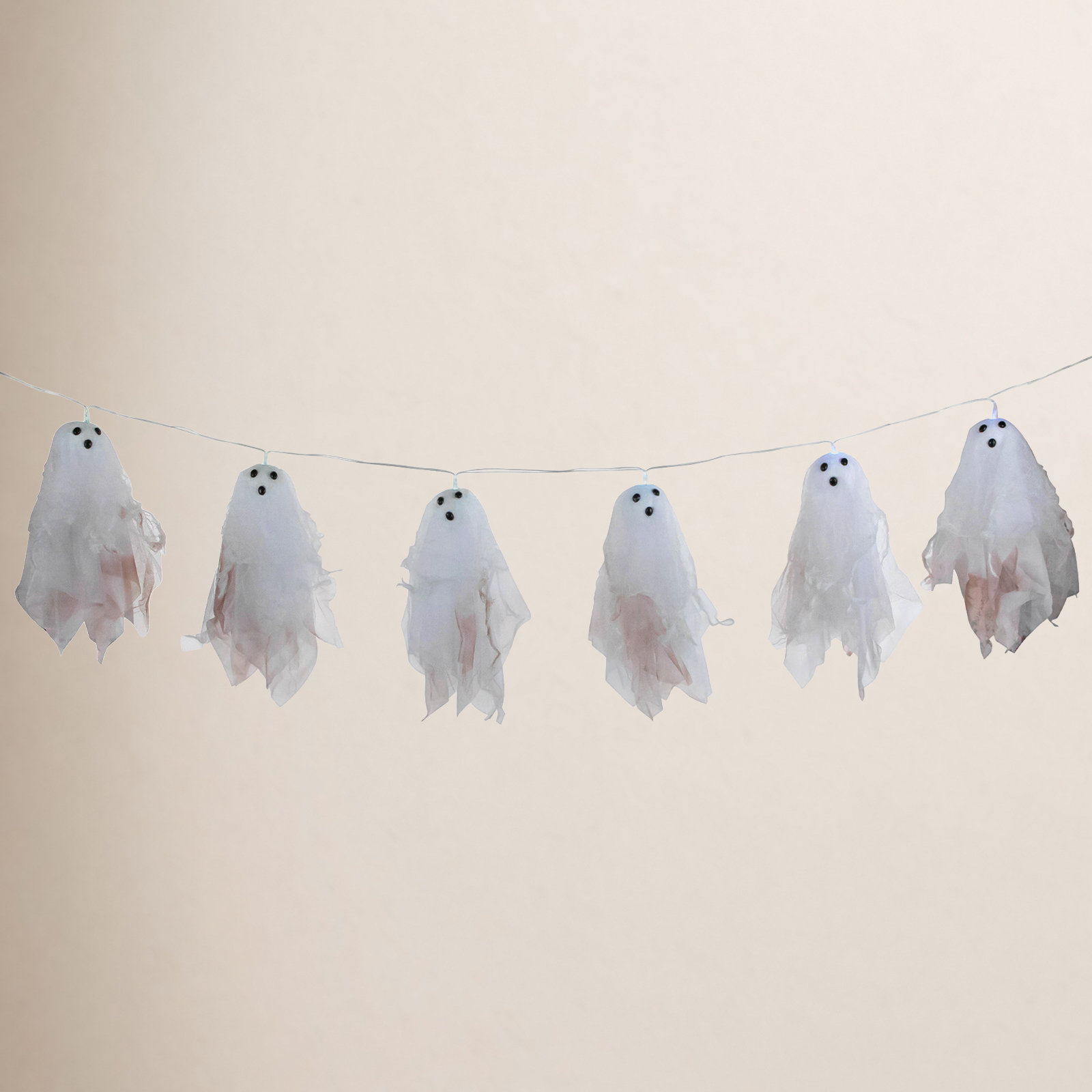 6ct Color Changing Hanging Ghost Halloween Lights 3.25' Clear Wire