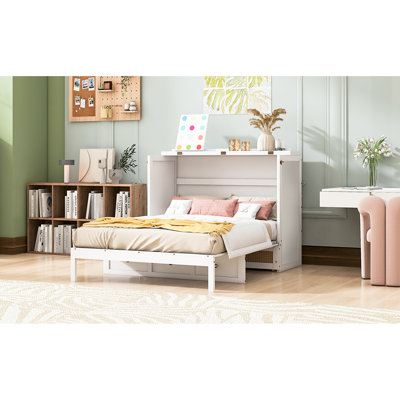 White Full Size Bed, Stable Sleep Support, Spacious Drawers For Bedding Unique Front Design, Space - Saving, Load Bearing