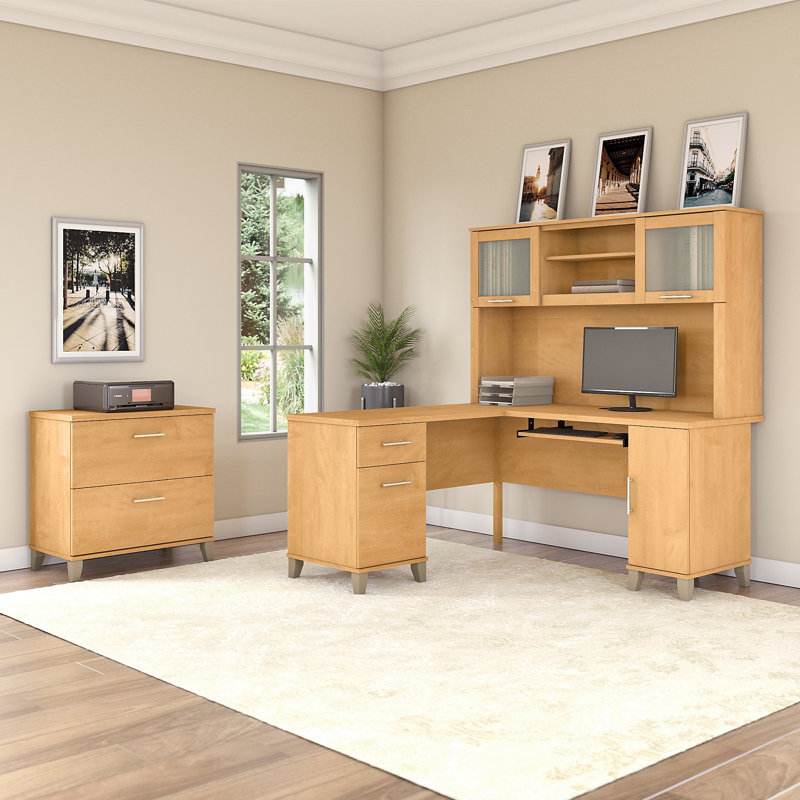 Magomed 3 Piece Computer Desk Office Set, Maple Cross