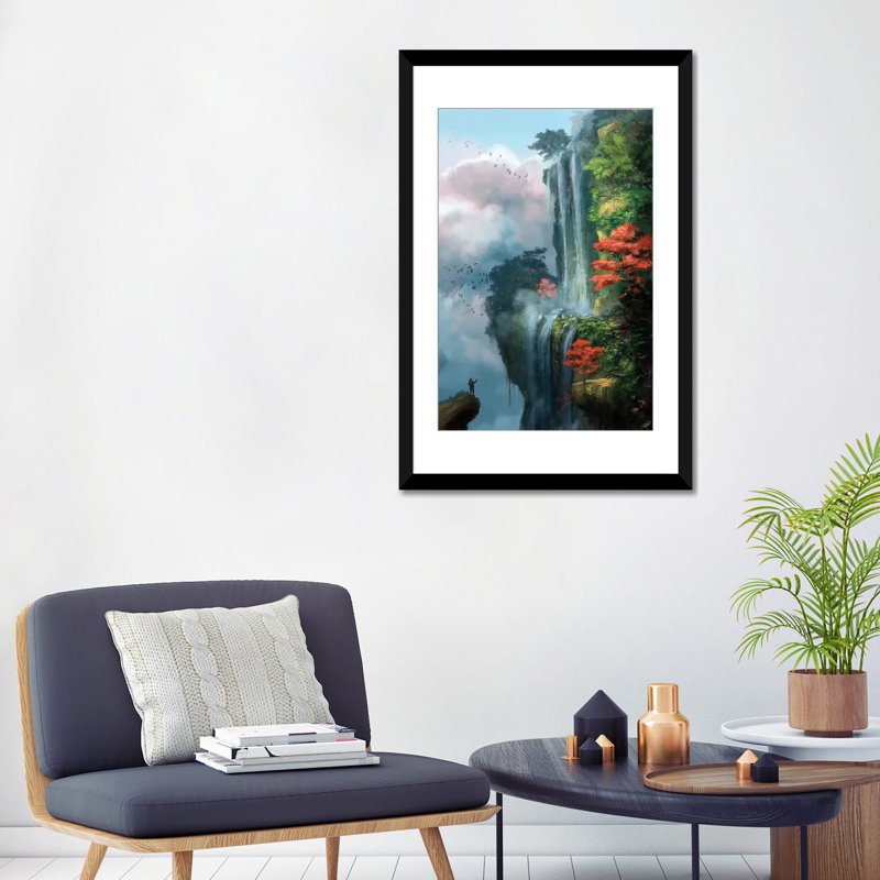 «In The Clouds», impression sur toile, H 24 po x l 16 po x P 1 po, Papier d'art encadré noir, Blanc
