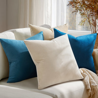 Ensemble de 4 coussins décoratifs en velours, couleurs contrastantes