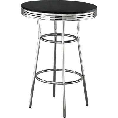 Élégante table de bar ronde en noir qui rehausse le look moderne de la salle à manger