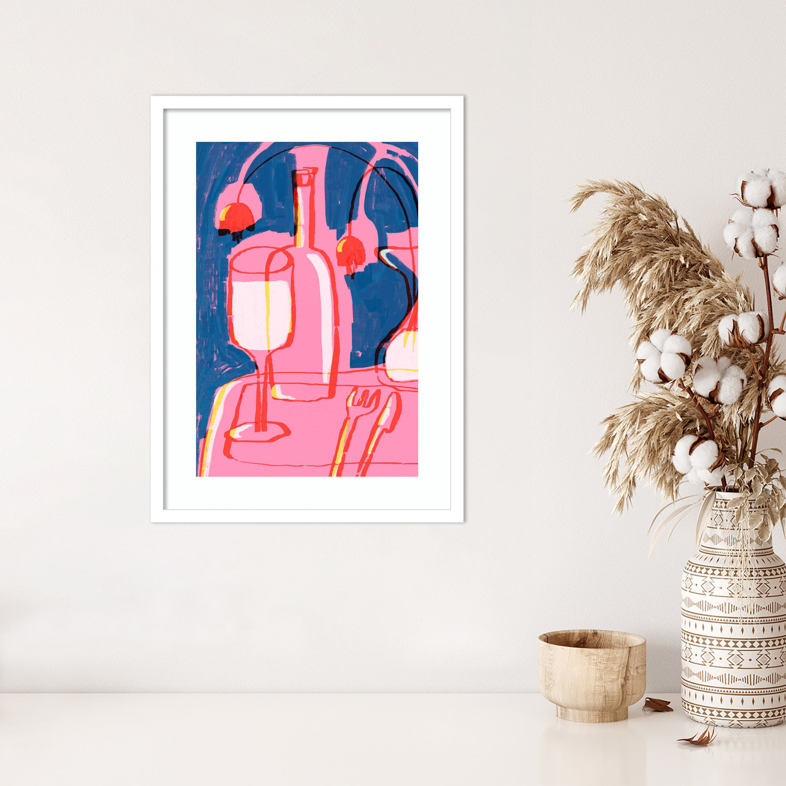 Neon Still Life No 4 by Treechild Wood Framed Wall Art Print, White, 25" H x 19" W